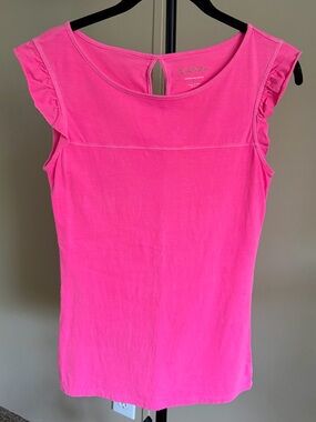 Lilly Pulitzer Pima Cotton Pink Ruffle Cap Sleeve Top Size Small